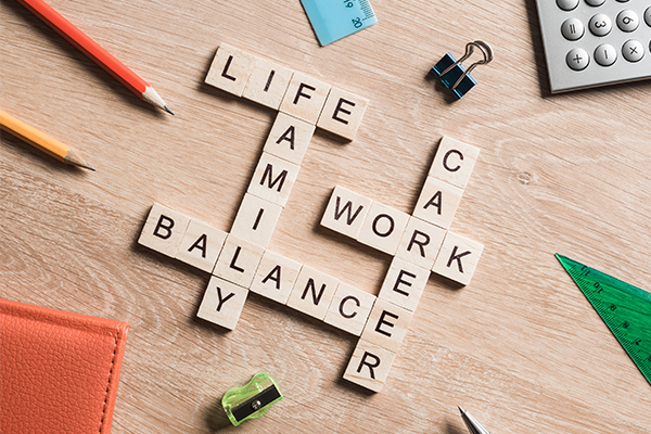 Scrabble tiles about balancing life